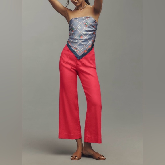 Anthropologie Maeve The Colette Wide-Leg Cropped Linen Pants - Picture 2 of 14